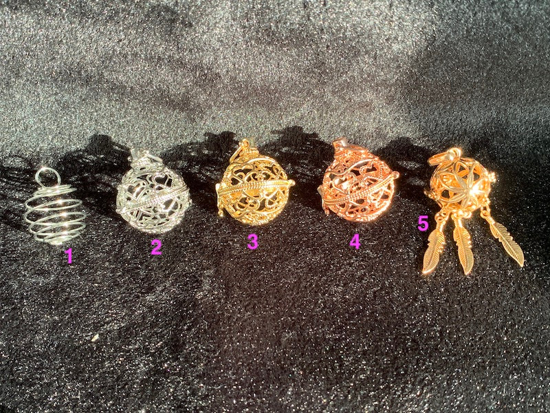 Caged Pendant/Charm, change your sphere &amp; gem. 8 styles in different colours.