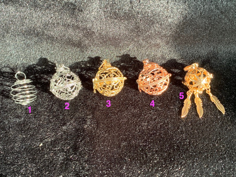Caged Pendant/Charm, change your sphere &amp; gem. 8 styles in different colours.