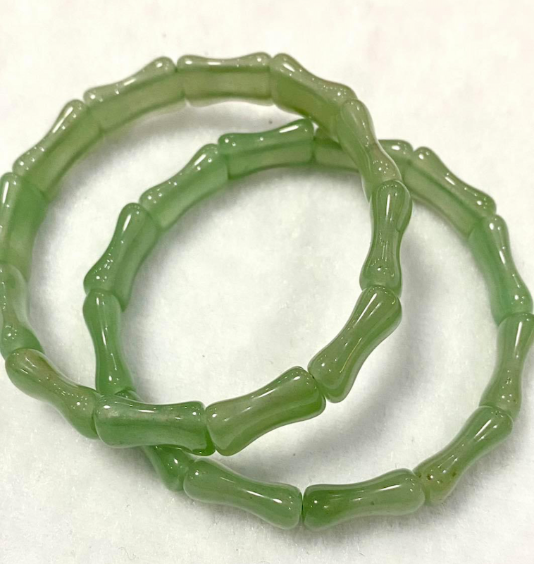 Bracelet, Green aventurine, bamboo shape beads