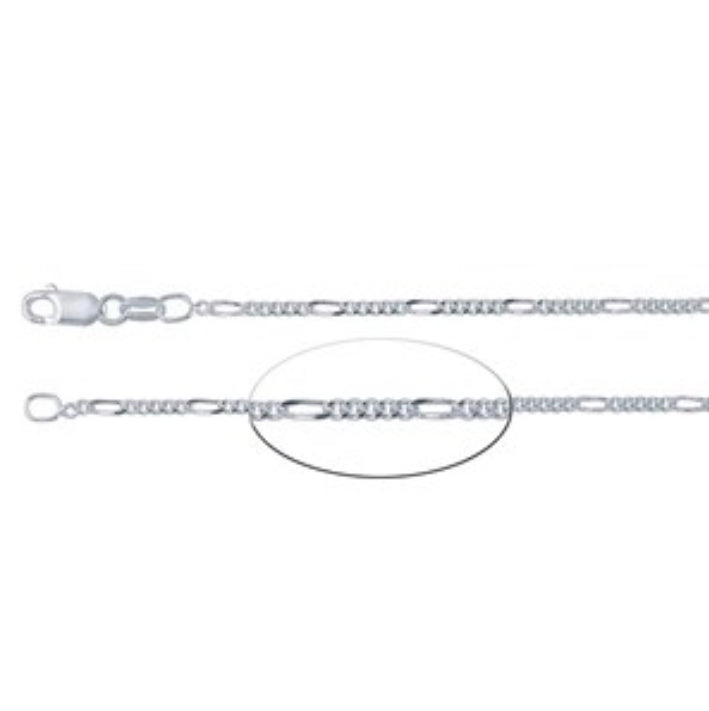 Sterling Silver Figaro Chain, 1.8 mm, 20"