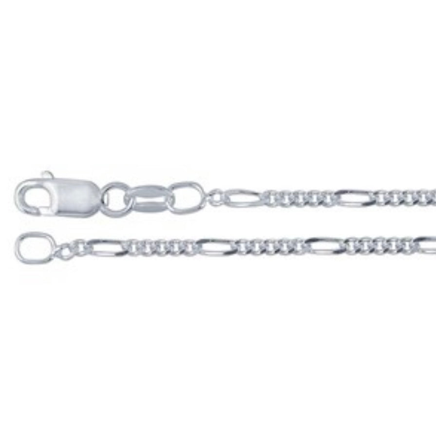 Sterling Silver Figaro Chain, 1.8 mm, 20"