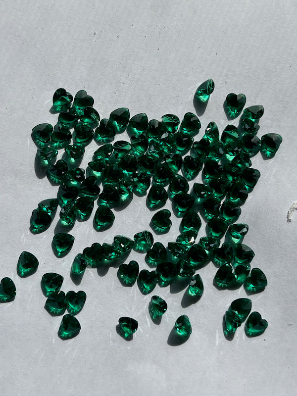 Emerald Heart Shaped Gem Lab Created Nano 5mm (5pc)