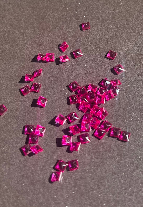 Corundum Fuchsia Pink Square Lab Created Gem - Various SIzes (5pc)